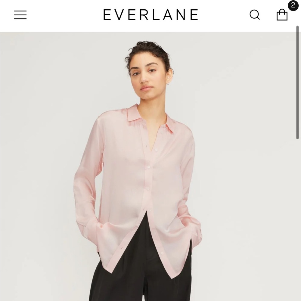 Everlane Satin Relaxed Shirt in Pale Pink